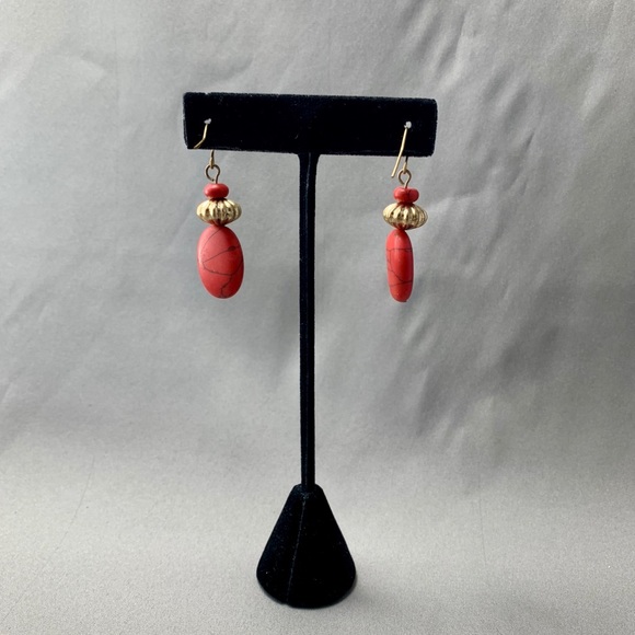 F1-75 Chaps/Drop/Red/Statement/Earrings - Picture 4 of 4